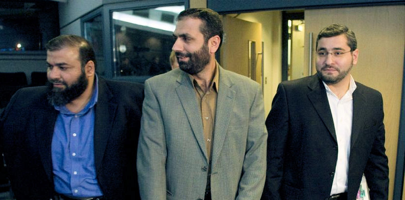 Abdullah Almalki (right), Muayyed Nureddin and Ahmad El Maati arrive at a news conference in a 2008 file photo. A federal inquiry has concluded the actions of Canadian officials contributed indirectly to the torture of the three Arab-Canadian men in Syria. (Adrian Wyld / THE CANADIAN PRESS)